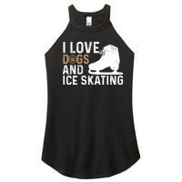 I Love Dogs And Ice Skating, Funny Ice Skater & Dog Lover Women's Perfect Tri Rocker Tank