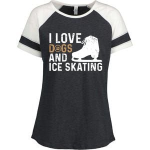 I Love Dogs And Ice Skating, Funny Ice Skater & Dog Lover Enza Ladies Jersey Colorblock Tee