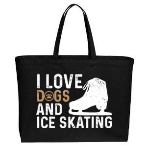 I Love Dogs And Ice Skating, Funny Ice Skater & Dog Lover Cotton Canvas Jumbo Tote