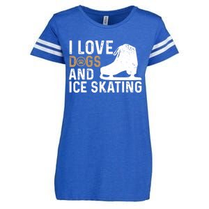 I Love Dogs And Ice Skating, Funny Ice Skater & Dog Lover Enza Ladies Jersey Football T-Shirt