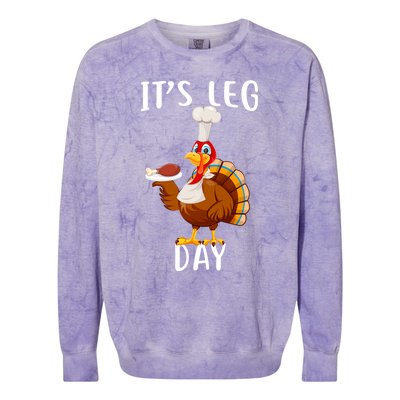 It’S Leg Day Thanksgiving Turkey Costume Funny Cool Gift Colorblast Crewneck Sweatshirt