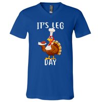 It’S Leg Day Thanksgiving Turkey Costume Funny Cool Gift V-Neck T-Shirt