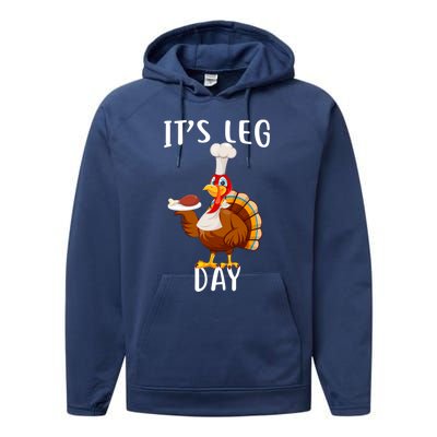 It’S Leg Day Thanksgiving Turkey Costume Funny Cool Gift Performance Fleece Hoodie