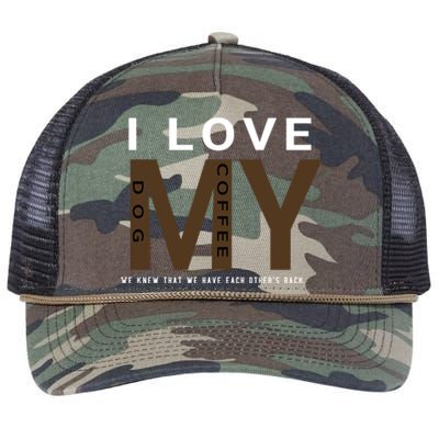 I Love Dogs And Coffee Coffee Dogs Gift Retro Rope Trucker Hat Cap