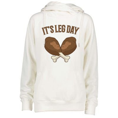 It’s Leg Day Vintage Thanksgiving Fall Workout Gift Womens Funnel Neck Pullover Hood