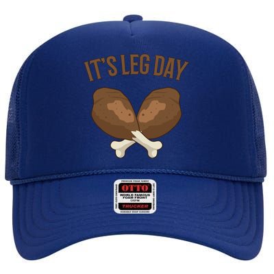 It’s Leg Day Vintage Thanksgiving Fall Workout Gift High Crown Mesh Back Trucker Hat