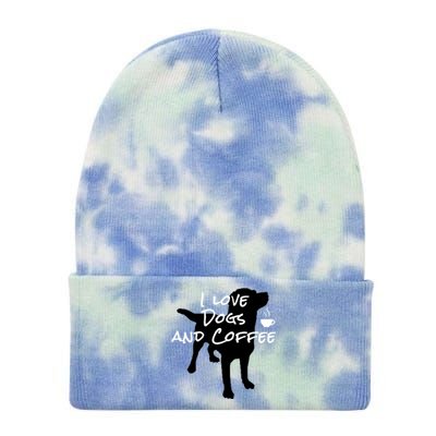 I Love Dogs And Coffee Dog Lovers Adults And Gift Tie Dye 12in Knit Beanie