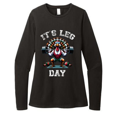 Its Leg Day Funny Turkey Exercise Thanksgiving Womens CVC Long Sleeve Shirt