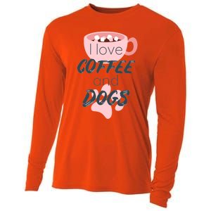 I Love Dogs And Coffee For Coffee Dogs Lovers Funny Gift Cooling Performance Long Sleeve Crew