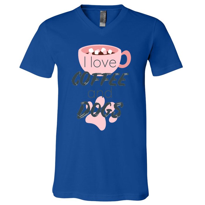 I Love Dogs And Coffee For Coffee Dogs Lovers Funny Gift V-Neck T-Shirt