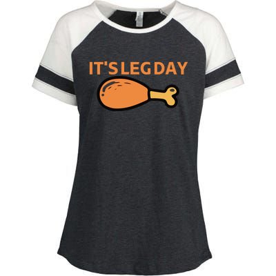 It's Leg Day Funny Workout Turkey Thanksgiving Enza Ladies Jersey Colorblock Tee