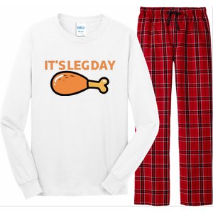 It's Leg Day Funny Workout Turkey Thanksgiving Long Sleeve Pajama Set