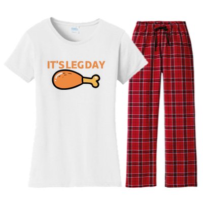 It's Leg Day Funny Workout Turkey Thanksgiving Women's Flannel Pajama Set