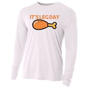 It's Leg Day Funny Workout Turkey Thanksgiving Cooling Performance Long Sleeve Crew