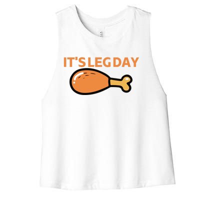 It's Leg Day Funny Workout Turkey Thanksgiving Women's Racerback Cropped Tank