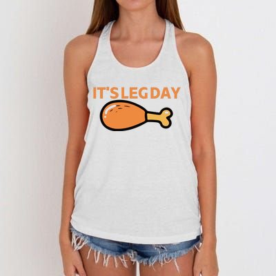 It's Leg Day Funny Workout Turkey Thanksgiving Women's Knotted Racerback Tank