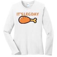 It's Leg Day Funny Workout Turkey Thanksgiving Ladies Long Sleeve Shirt