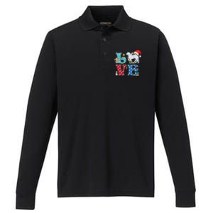 I Love Dog CurlyCoated Retriever Christmas Gift Performance Long Sleeve Polo