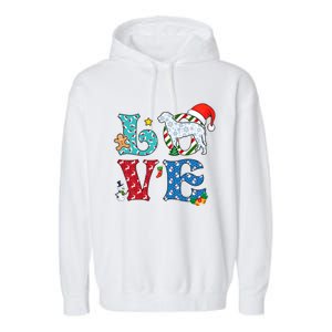 I Love Dog CurlyCoated Retriever Christmas Gift Garment-Dyed Fleece Hoodie