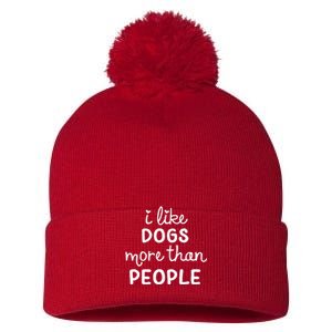 I Like Dogs More Than People Pom Pom 12in Knit Beanie