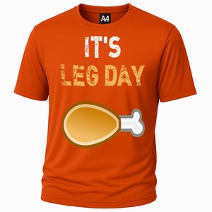 It's Leg Day Funny Workout Turkey Thanksgiving Cooling Performance Crew T-Shirt