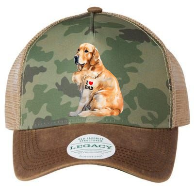 I Love Dad Patriotic Golden Retriever Canine Dog Lover Legacy Tie Dye Trucker Hat