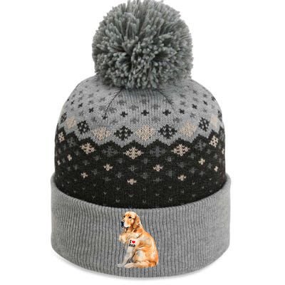 I Love Dad Patriotic Golden Retriever Canine Dog Lover The Baniff Cuffed Pom Beanie