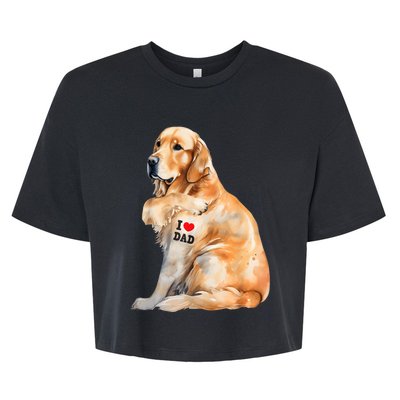 I Love Dad Patriotic Golden Retriever Canine Dog Lover Bella+Canvas Jersey Crop Tee