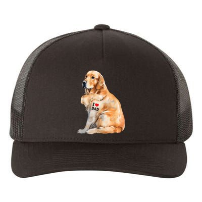 I Love Dad Patriotic Golden Retriever Canine Dog Lover Yupoong Adult 5-Panel Trucker Hat