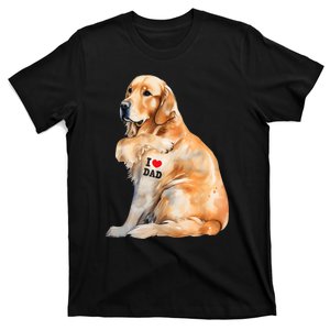 I Love Dad Patriotic Golden Retriever Canine Dog Lover T-Shirt