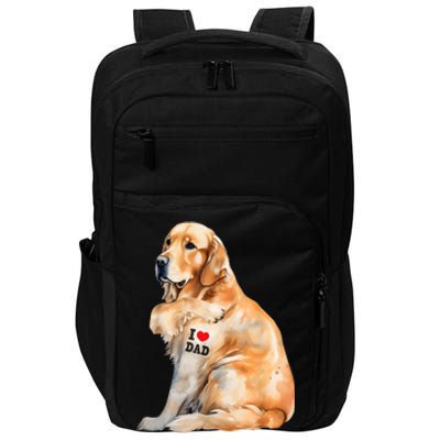 I Love Dad Patriotic Golden Retriever Canine Dog Lover Impact Tech Backpack