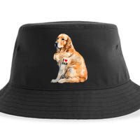 I Love Dad Patriotic Golden Retriever Canine Dog Lover Sustainable Bucket Hat