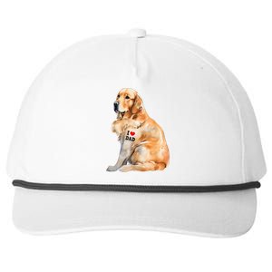 I Love Dad Patriotic Golden Retriever Canine Dog Lover Snapback Five-Panel Rope Hat