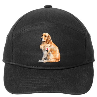 I Love Dad Patriotic Golden Retriever Canine Dog Lover 7-Panel Snapback Hat