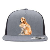 I Love Dad Patriotic Golden Retriever Canine Dog Lover Flat Bill Trucker Hat