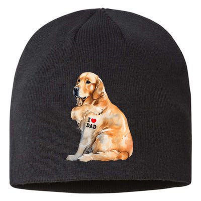 I Love Dad Patriotic Golden Retriever Canine Dog Lover Sustainable Beanie