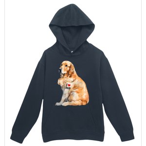 I Love Dad Patriotic Golden Retriever Canine Dog Lover Urban Pullover Hoodie