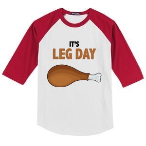 It's Leg Day Funny Turkey Kids Colorblock Raglan Jersey