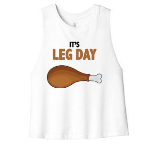 It's Leg Day Funny Turkey Women's Racerback Cropped Tank