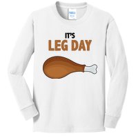 It's Leg Day Funny Turkey Kids Long Sleeve Shirt