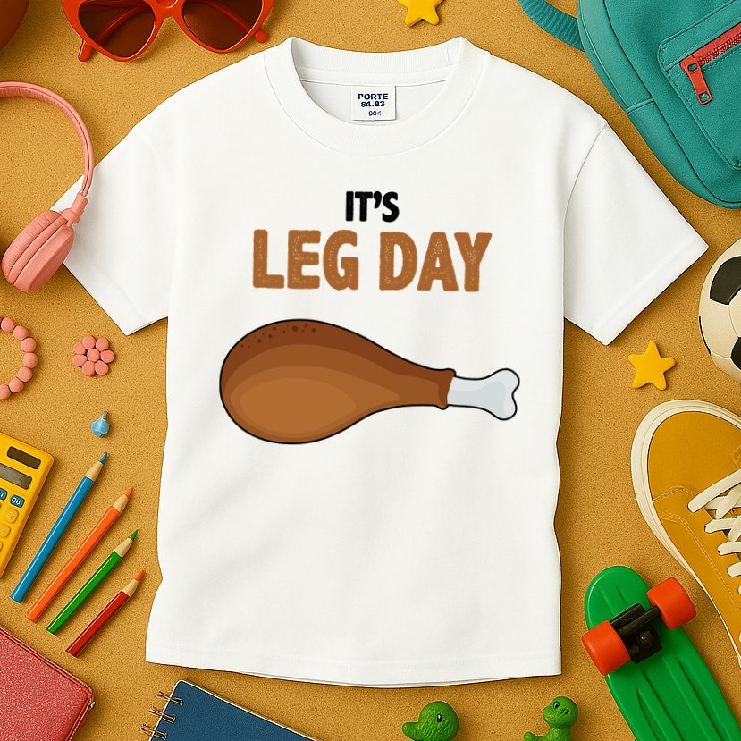 It's Leg Day Funny Turkey Kids T-Shirt