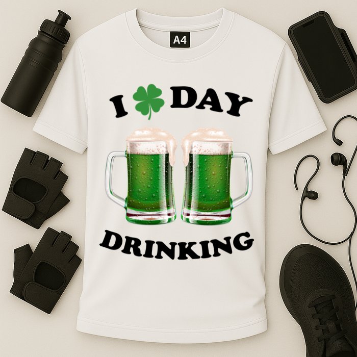 I Love Day Drinking St Patrick's Day Party Cooling Performance Crew T-Shirt