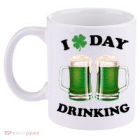 I Love Day Drinking St Patrick's Day Party 11oz C Handle Ceramic Mug