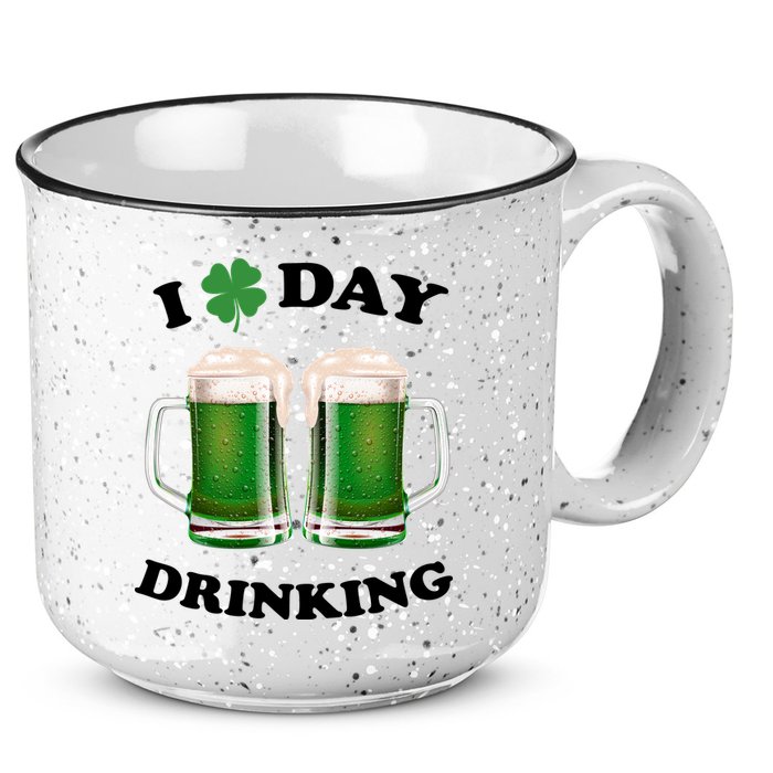 I Love Day Drinking St Patrick's Day Party 15oz Campfire Ceramic Mug