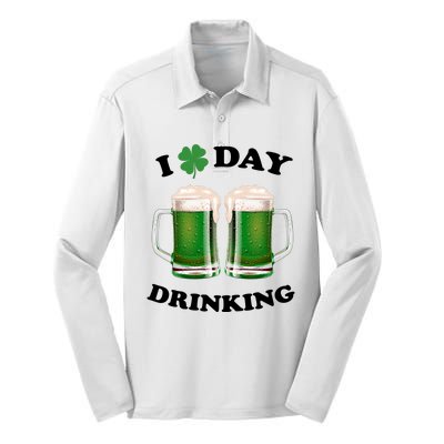 I Love Day Drinking St Patrick's Day Party Silk Touch Performance Long Sleeve Polo