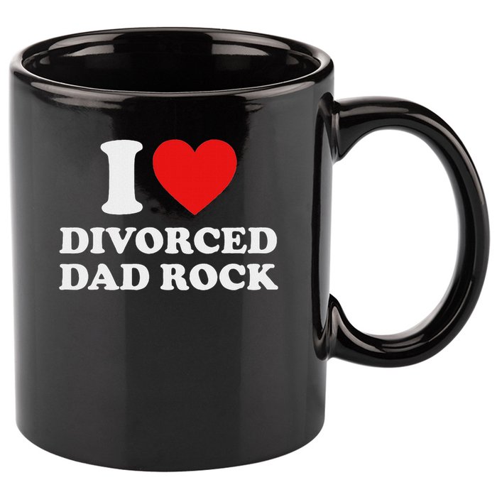 I Love Divorced Dad Rock Joke 11oz C Handle Ceramic Mug