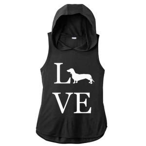 I Love Dachshund Weiner Dog Lover valentine's day Ladies PosiCharge Tri-Blend Wicking Draft Hoodie Tank