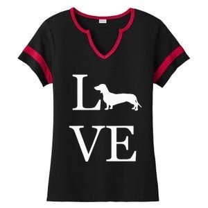 I Love Dachshund Weiner Dog Lover valentine's day Ladies Halftime Notch Neck Tee