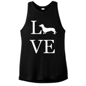 I Love Dachshund Weiner Dog Lover valentine's day Ladies PosiCharge Tri-Blend Wicking Tank