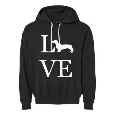 I Love Dachshund Weiner Dog Lover valentine's day Garment-Dyed Fleece Hoodie